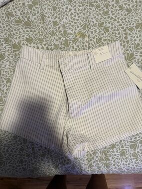 Universal Thread White Shorts with Navy Pinstripes